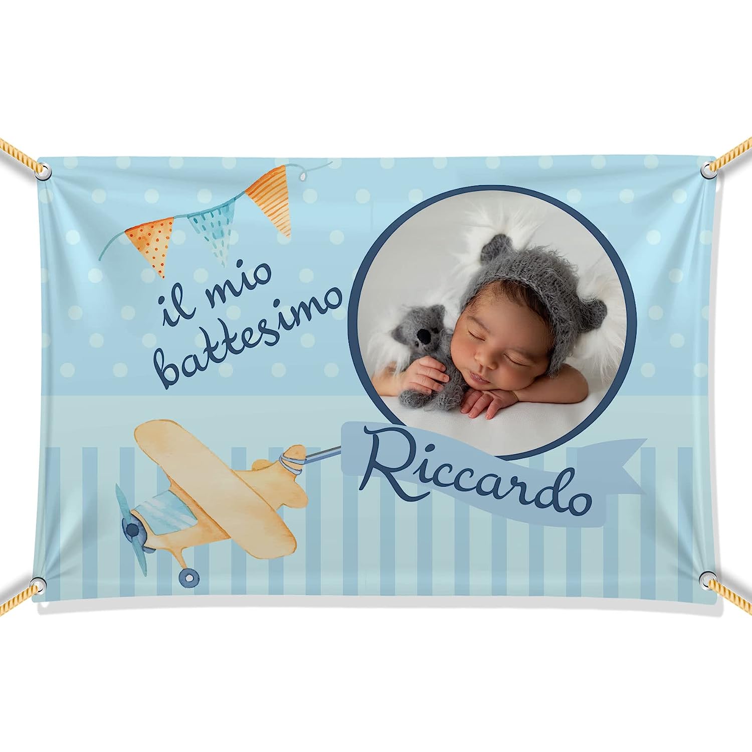 BANNER STRISCIONE BATTESIMO - Aeroplanino - CON IL TUO NOME Bimbo