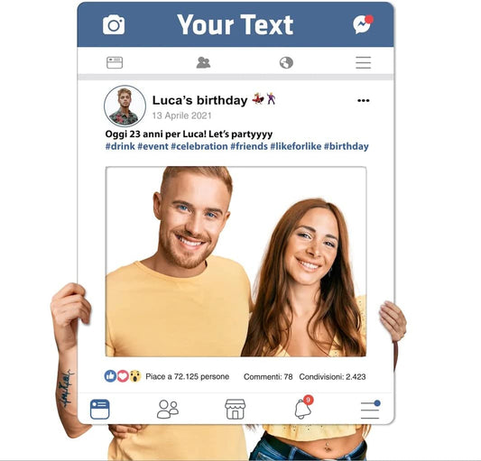 CORNICE SOCIAL PERSONALIZZABILE CON NOMI E DATA - FACE COMPLEANNO - CON STAMPA AD ALTA QUALITÁ