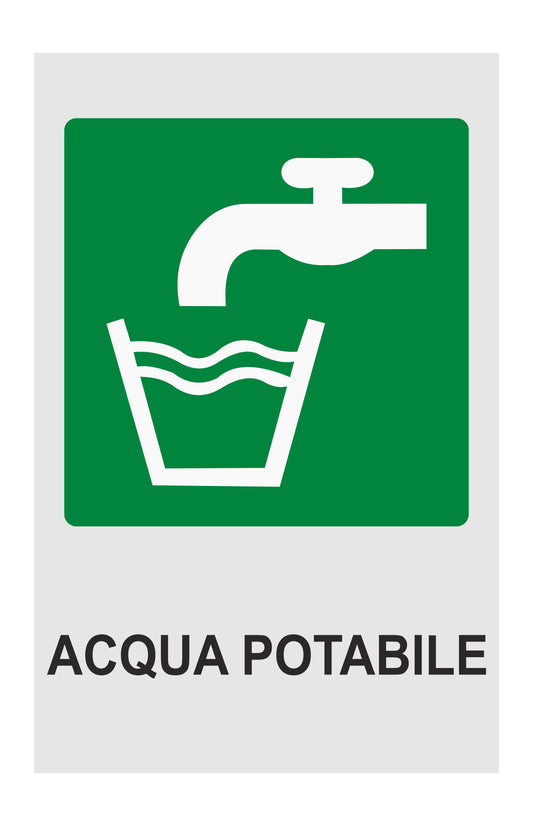 ACQUA POTABILE - CARTELLO SEGNALETICO ISO 7010 in Adesivo Resistente, Pannello in Forex, Pannello In Alluminio o in Plexiglas