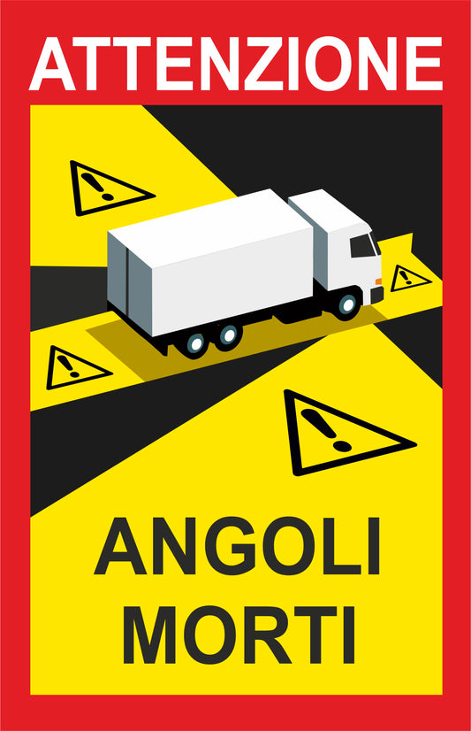 ATTENZIONE ANGOLI MORTI - CARTELLO SEGNALETICO ISO 7010 in Adesivo Resistente, Pannello in Forex, Pannello In Alluminio o in Plexiglas