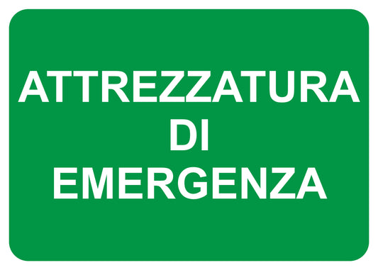 ATTREZZATURA DI EMERGENZA - CARTELLO SEGNALETICO ISO 7010 in Adesivo Resistente, Pannello in Forex, Pannello In Alluminio o in Plexiglas