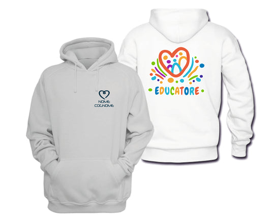 Felpa Cappuccio Uomo o Donna Cotone Basic Super vestibilità Top qualità - Educatore - Personalizzata con Nome