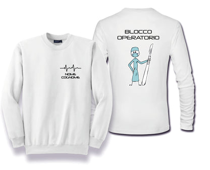 Felpa Girocollo Uomo o Donna Cotone Basic Super vestibilità Top qualità - Sala Operatoria - Personalizzata con Nome