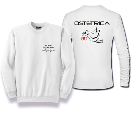 Felpa Girocollo Uomo o Donna Cotone Basic Super vestibilità Top qualità - Ostetrica - Personalizzata con Nome