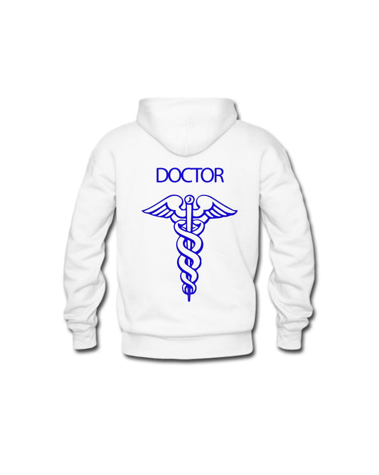 Copia del Felpa Cappuccio Uomo o Donna Cotone Basic Super vestibilità Top qualità - Ruolo di medico DOCTOR croce - Personalizzata con Nome
