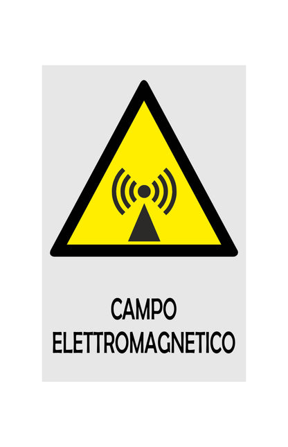 CAMPO ELETTROMAGNETICO - CARTELLO SEGNALETICO ISO 7010 in Adesivo Resistente, Pannello in Forex, Pannello In Alluminio o in Plexiglas