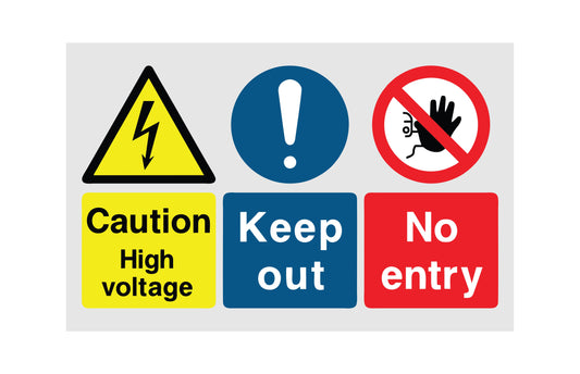 Caution High VoltageKeep OutNo Entry - CARTELLO SEGNALETICO ISO 7010 in Adesivo Resistente, Pannello in Forex, Pannello In Alluminio o in Plexiglas