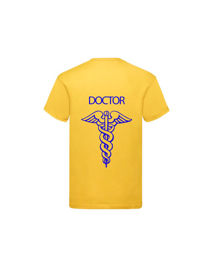T-Shirt Uomo o Donna Cotone Basic Super vestibilità Top qualità - Ruolo di medico DOCTOR croce  - Personalizzata con Nome