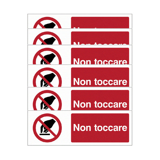 KIT DI 6 ADESIVI UNI -  "Non toccare" Pittogramma ISO 7010 Con Stampa Diretta U.V. (IDEALE ANCHE PER ESTERNO)