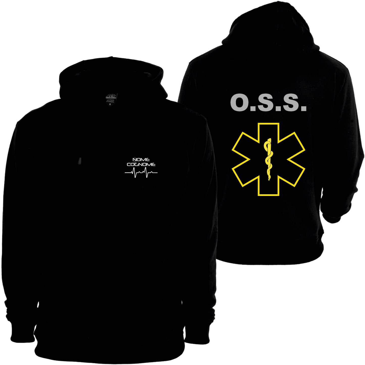 Felpa Cappuccio Uomo o Donna Cotone Basic Super vestibilità Top qualità - OSS Giallo - Personalizzata con Nome
