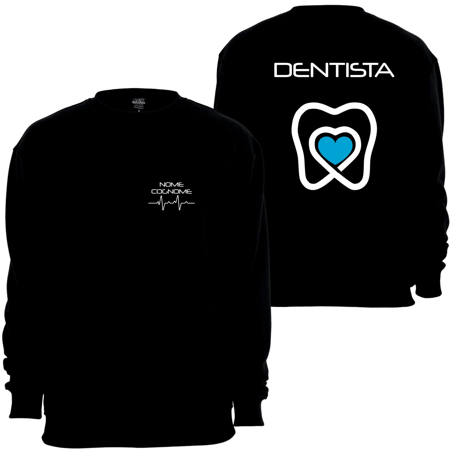 Felpa Girocollo Uomo o Donna Cotone Basic Super vestibilità Top qualità - Dentista - Personalizzata con Nome