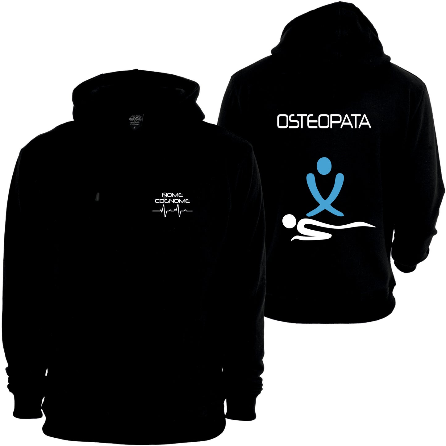 Felpa Cappuccio Uomo o Donna Cotone Basic Super vestibilità Top qualità - Osteopata - Personalizzata con Nome