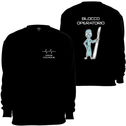 Felpa Girocollo Uomo o Donna Cotone Basic Super vestibilità Top qualità - Sala Operatoria - Personalizzata con Nome