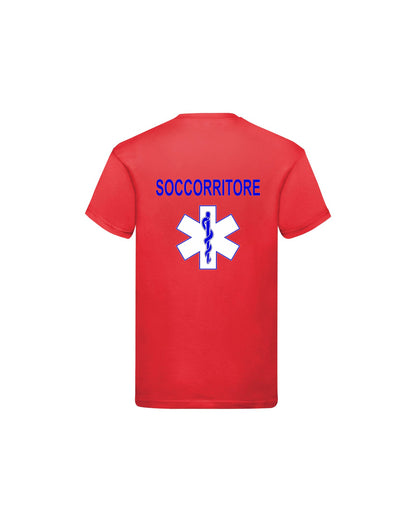T-Shirt Uomo o Donna Cotone Basic Super vestibilità Top qualità - Ruolo soccorritore Croce Bianca - Personalizzata con Nome
