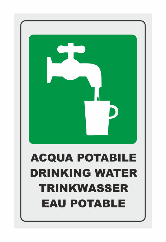 Acqua potabile modello 3- CARTELLO SEGNALETICO ISO 7010 in Adesivo Resistente, Pannello in Forex, Pannello In Alluminio o in Plexiglas