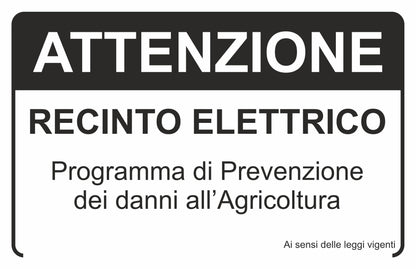 attenzione recinto elettrico programma di prevenzione - CARTELLO SEGNALETICO ISO 7010 in Adesivo Resistente, Pannello in Forex, Pannello In Alluminio o in Plexiglas