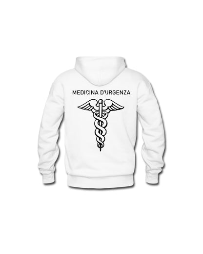 Felpa Cappuccio Uomo o Donna Cotone Basic Super vestibilità Top qualità - Operatore Medicina d'urgenza - Personalizzata con Nome