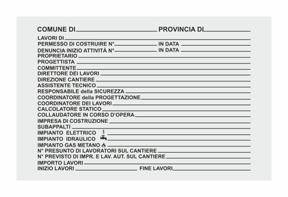 cartello per cantieri concessione edilizia - ISO 7010 in Adesivo Resistente, Pannello in Forex, Pannello In Alluminio o in Plexiglas