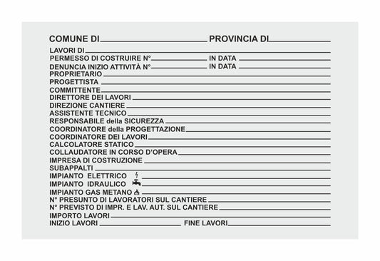 cartello per cantieri concessione edilizia - ISO 7010 in Adesivo Resistente, Pannello in Forex, Pannello In Alluminio o in Plexiglas