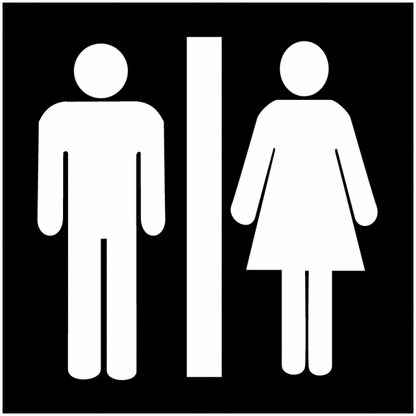Toilette uomini e donne - con pittogramma e testo - CARTELLO SEGNALETICO QUADRATO ISO 7010 - Rischio di schiacciamento, rulli dentati - Adesivo Extra Resistente, Pannello in Forex, Pannello In Alluminio