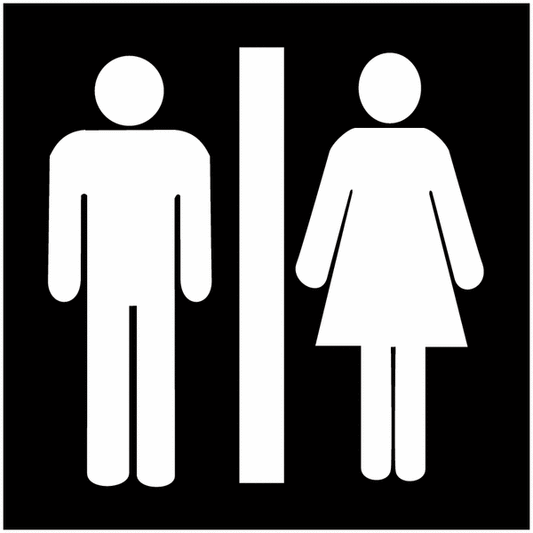Toilette uomini e donne - con pittogramma e testo - CARTELLO SEGNALETICO QUADRATO ISO 7010 - Rischio di schiacciamento, rulli dentati - Adesivo Extra Resistente, Pannello in Forex, Pannello In Alluminio