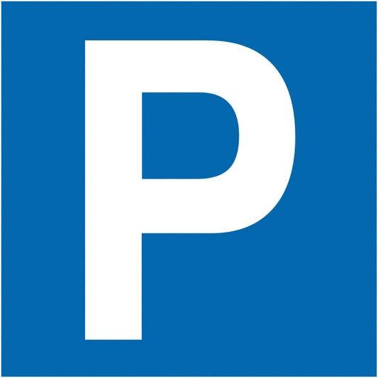 Parcheggio - con pittogramma e testo - CARTELLO SEGNALETICO QUADRATO ISO 7010 - Rischio di schiacciamento, rulli dentati - Adesivo Extra Resistente, Pannello in Forex, Pannello In Alluminio