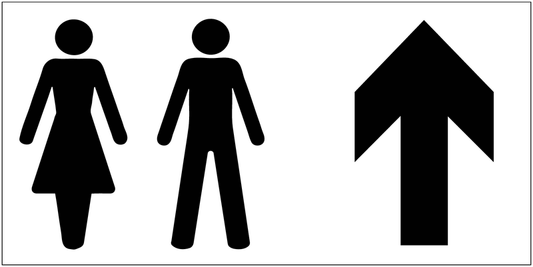 Toilette uomini e donne - Freccia direzionale - CARTELLO SEGNALETICO UNI 7010 in Adesivo Resistente, Pannello in Forex, Pannello In Alluminio o in Plexiglas