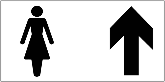 Toilette donne - Freccia direzionale - CARTELLO SEGNALETICO UNI 7010 in Adesivo Resistente, Pannello in Forex, Pannello In Alluminio o in Plexiglas