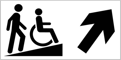 Rampa di accesso disabili - Freccia direzionale - CARTELLO SEGNALETICO UNI 7010 in Adesivo Resistente, Pannello in Forex, Pannello In Alluminio o in Plexiglas