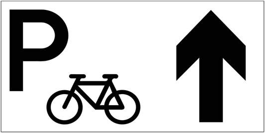 Parcheggio biciclette - Freccia direzionale - CARTELLO SEGNALETICO UNI 7010 in Adesivo Resistente, Pannello in Forex, Pannello In Alluminio o in Plexiglas