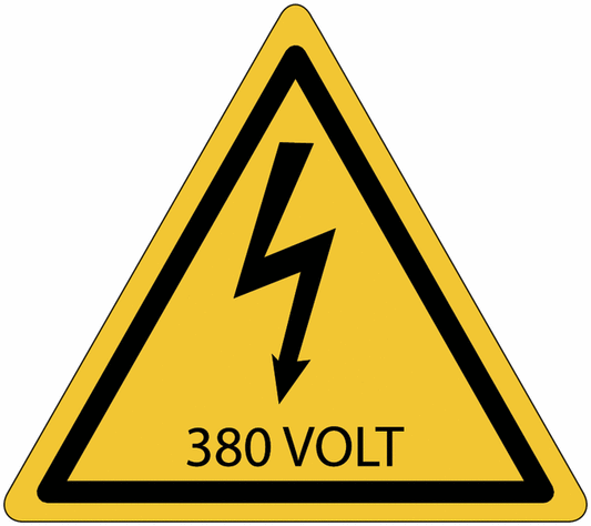 380 VOLT - CARTELLO SEGNALETICO TRIANGOLO ISO 7010 - Adesivo Extra Resistente, Pannello in Forex, Pannello In Alluminio