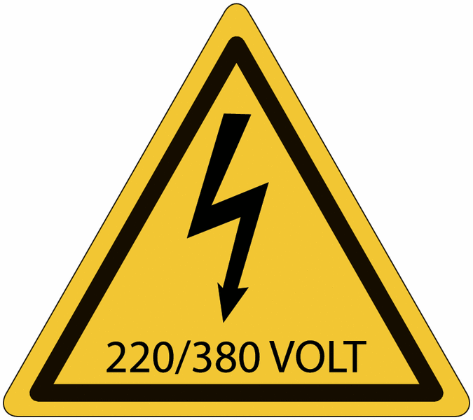 220/380 VOLT - CARTELLO SEGNALETICO TRIANGOLO ISO 7010 - Adesivo Extra Resistente, Pannello in Forex, Pannello In Alluminio