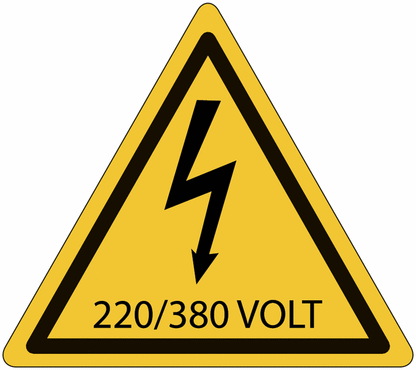 220/380 VOLT - CARTELLO SEGNALETICO TRIANGOLO ISO 7010 - Adesivo Extra Resistente, Pannello in Forex, Pannello In Alluminio