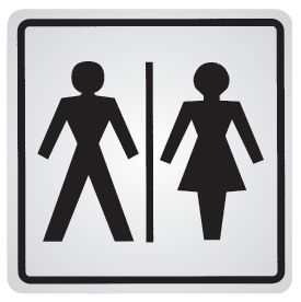 Toilette uomini e donne - con pittogramma e testo - CARTELLO SEGNALETICO QUADRATO ISO 7010 - Rischio di schiacciamento, rulli dentati - Adesivo Extra Resistente, Pannello in Forex, Pannello In Alluminio