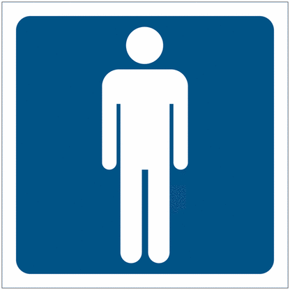 Toilette uomini - con pittogramma e testo - CARTELLO SEGNALETICO QUADRATO ISO 7010 - Rischio di schiacciamento, rulli dentati - Adesivo Extra Resistente, Pannello in Forex, Pannello In Alluminio