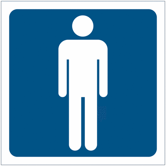 Toilette uomini - con pittogramma e testo - CARTELLO SEGNALETICO QUADRATO ISO 7010 - Rischio di schiacciamento, rulli dentati - Adesivo Extra Resistente, Pannello in Forex, Pannello In Alluminio