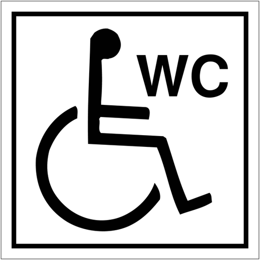 Toilette disabili - con pittogramma e testo - CARTELLO SEGNALETICO QUADRATO ISO 7010 - Rischio di schiacciamento, rulli dentati - Adesivo Extra Resistente, Pannello in Forex, Pannello In Alluminio