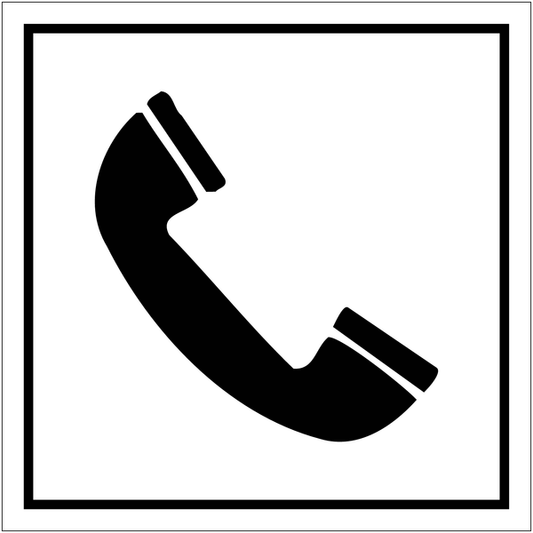 Telefono - con pittogramma e testo - CARTELLO SEGNALETICO QUADRATO ISO 7010 - Rischio di schiacciamento, rulli dentati - Adesivo Extra Resistente, Pannello in Forex, Pannello In Alluminio