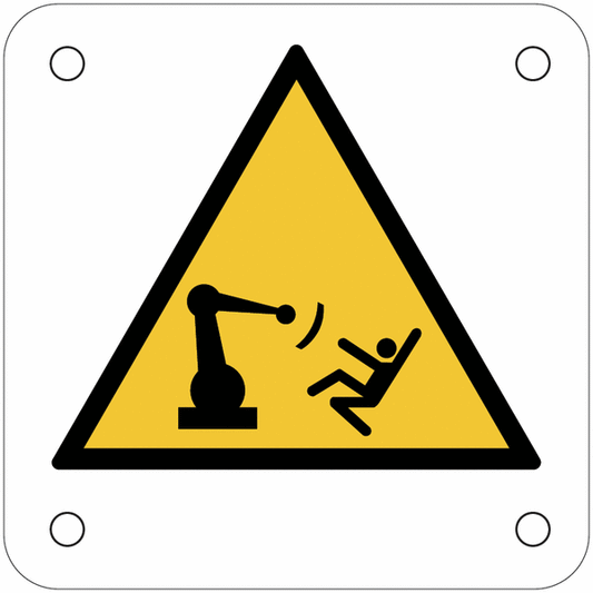 CARTELLO SEGNALETICO QUADRATO ISO 7010 - Attenzione, movimento del braccio automatico - Adesivo Extra Resistente, Pannello in Forex, Pannello In Alluminio