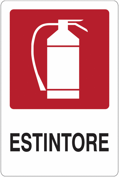 Estintore - CARTELLO SEGNALETICO ISO 7010 in Adesivo Resistente, Pannello in Forex, Pannello In Alluminio o in Plexiglas