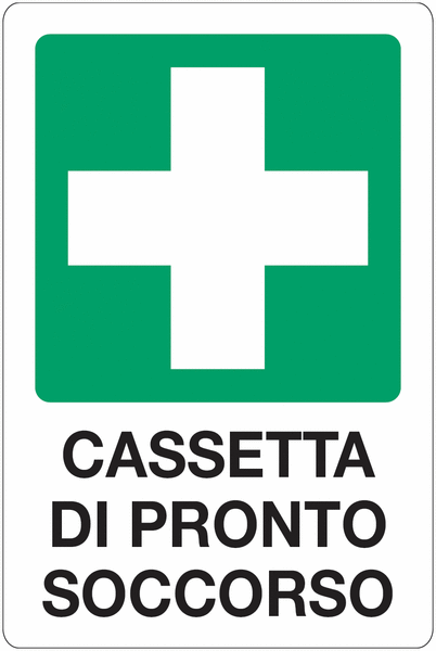 Cassetta di Pronto Soccorso - CARTELLO SEGNALETICO ISO 7010 in Adesivo Resistente, Pannello in Forex, Pannello In Alluminio o in Plexiglas