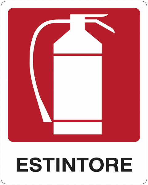 Estintore - CARTELLO SEGNALETICO ISO 7010 in Adesivo Resistente, Pannello in Forex, Pannello In Alluminio o in Plexiglas