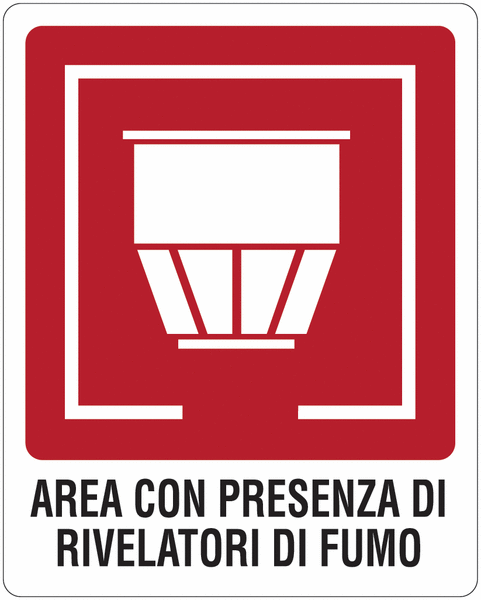 Area con presenza di rivelatori di fumo - CARTELLO SEGNALETICO ISO 7010 in Adesivo Resistente, Pannello in Forex, Pannello In Alluminio o in Plexiglas