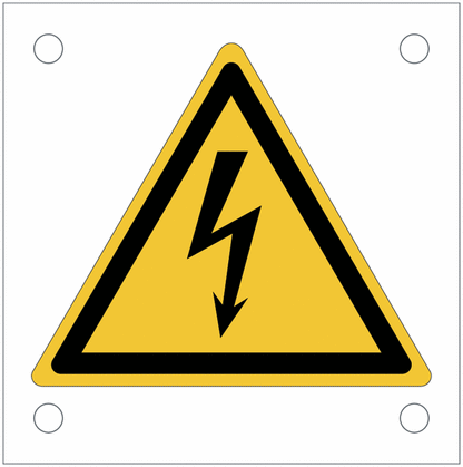 CARTELLO SEGNALETICO QUADRATO ISO 7010 - Pericolo elettrico - Adesivo Extra Resistente, Pannello in Forex, Pannello In Alluminio