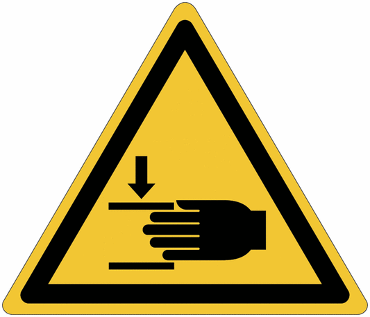 "Pericolo di schiacciamento delle mani" - CARTELLO SEGNALETICO TRIANGOLO ISO 7010 - Adesivo Extra Resistente, Pannello in Forex, Pannello In Alluminio