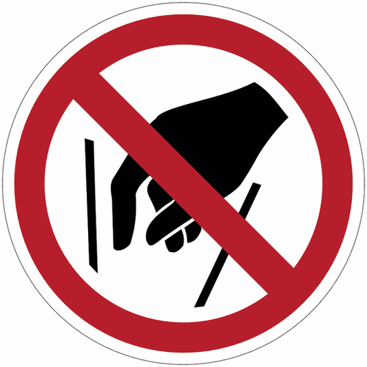 Vietato introdurre le mani - CARTELLO SEGNALETICO ROTONDO ISO 7010 - Adesivo Extra Resistente, Pannello in Forex, Pannello In Alluminio