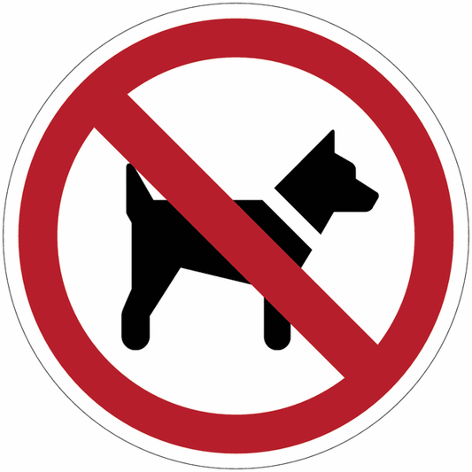 "Divieto di accesso ai cani" - CARTELLO SEGNALETICO ROTONDO ISO 7010 - Adesivo Extra Resistente, Pannello in Forex, Pannello In Alluminio