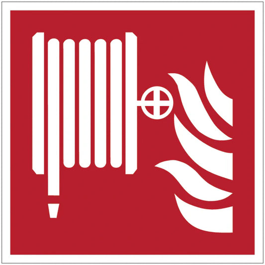 Cartelli antincendio - Lancia antincendio naspo - con pittogramma e testo - CARTELLO SEGNALETICO QUADRATO ISO 7010 - Rischio di schiacciamento, rulli dentati - Adesivo Extra Resistente, Pannello in Forex, Pannello In Alluminio