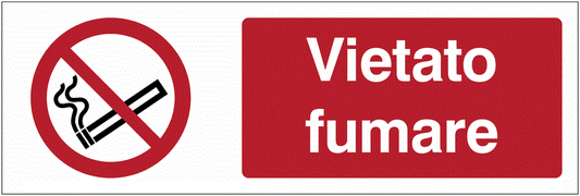 Vietato fumare- CARTELLO SEGNALETICO UNI 7010 in Adesivo Resistente, Pannello in Forex, Pannello In Alluminio o in Plexiglas