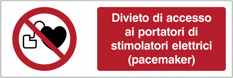 Divieto di accesso ai portatori di stimolatori elettrici (pacemaker)- CARTELLO SEGNALETICO UNI 7010 in Adesivo Resistente, Pannello in Forex, Pannello In Alluminio o in Plexiglas